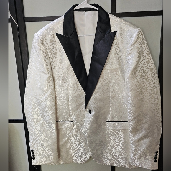 Other - NEW MEN WHITE PAISLY PRINT FORMAL BLAZER JACKET SIZE 2XL